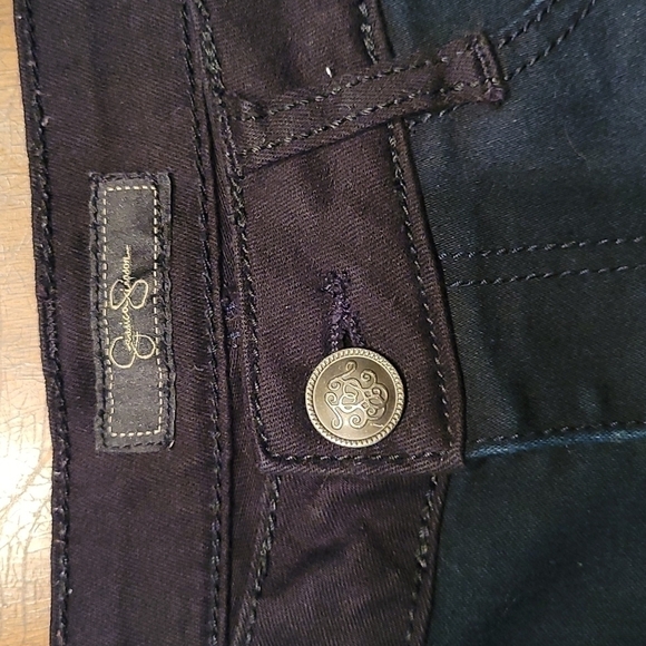3/$30 JESSICA SIMPSON Black Two-tone Stripe Skinny Lowrise Alexander Ankle Jeans - Picture 4 of 10